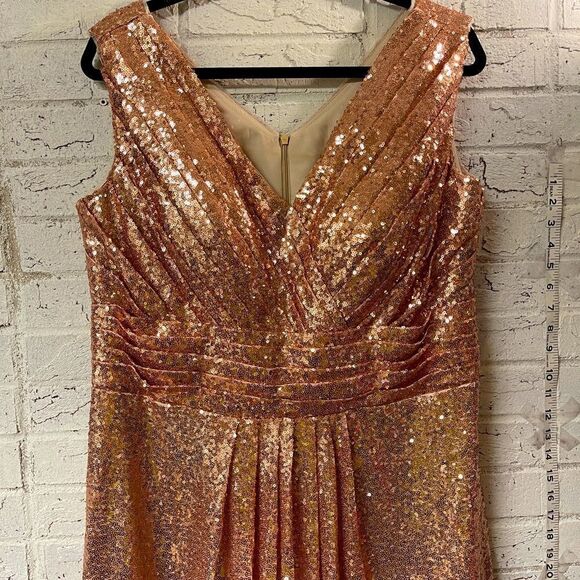 Rose Gold Sequin Formal Cocktail Wedding Dress Large/XL - Picture 1 of 16